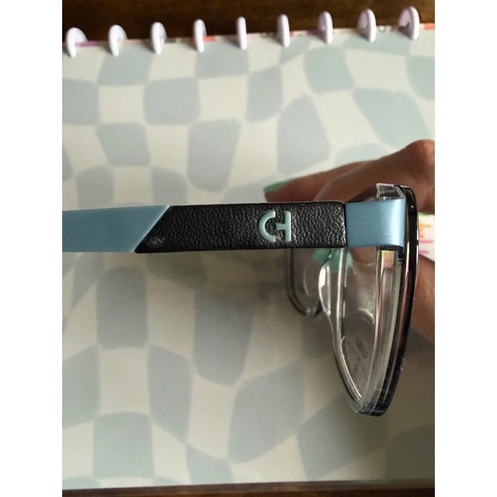 Cole Haan Zerogrand CH4523 Black Blue Square Eyeglasses Frames 52-19-140‎ Case